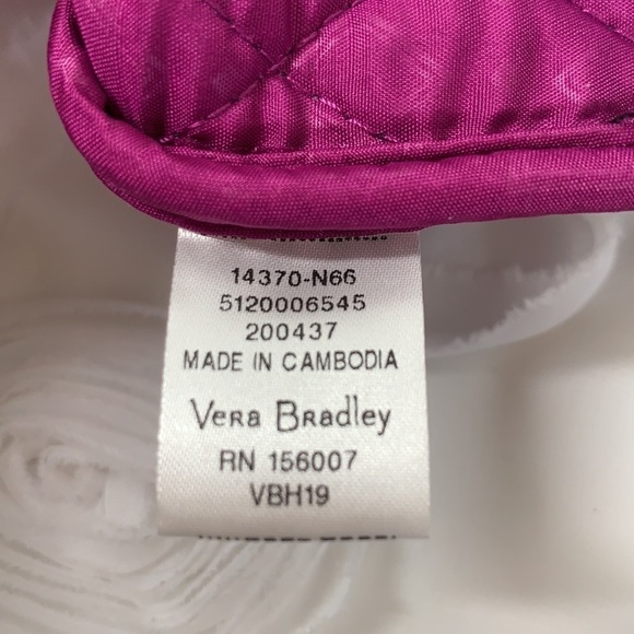 Vera Bradley Small Quilted Zip Pouch-Navy Blue/Purple/Pink /White, 5”x4” - Picture 2 of 7